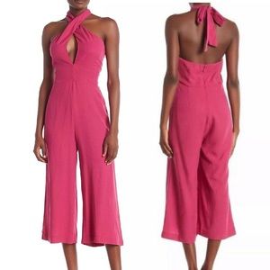 ❤️ Line+Dot Nikia Fuchsia Pink Open Halter Cropped Jumpsuit